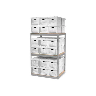 Global Industrial™ Record Storage Open With Boxes 42"WX30"DX60"H - Gray