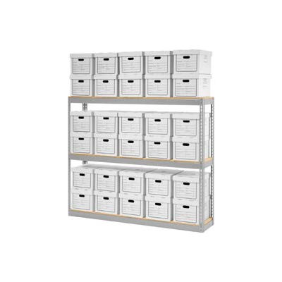 Global Industrial™ Record Storage Open With Boxes 72"W x 15"D x 60"H - Gray