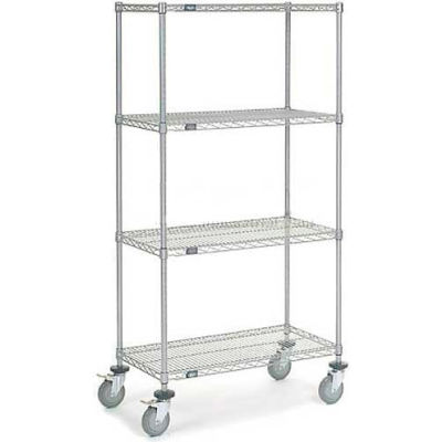 Nexel® Chrome Wire Shelf Truck 36x18x69 1200 Pound Capacity with Brakes