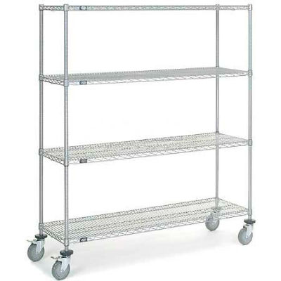 Nexel® Chrome Wire Shelf Truck 60x18x69 1200 Pound Capacity with Brakes