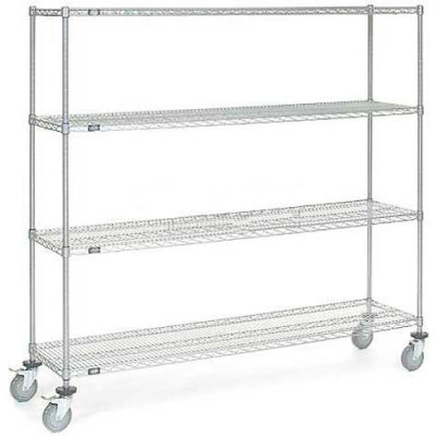Nexel® Chrome Wire Shelf Truck 72x18x69 1200 Pound Capacity with Brakes
