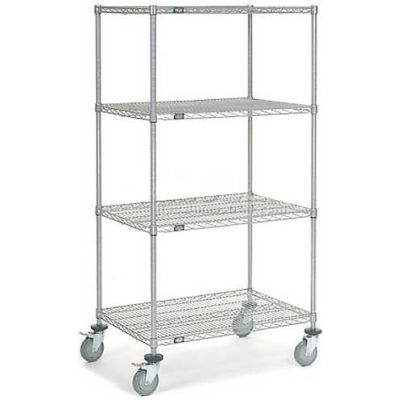 Nexel® Chrome Wire Shelf Truck 36x24x69 1200 Pound Capacity with Brakes