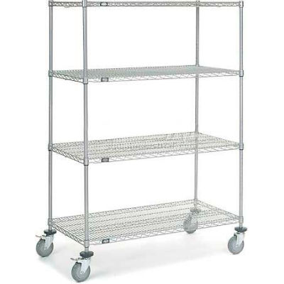Nexel® Chrome Wire Shelf Truck 48x24x69 1200 Pound Capacity with Brakes