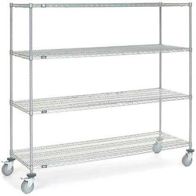 Nexel® Chrome Wire Shelf Truck 72x24x69 1200 Pound Capacity with Brakes