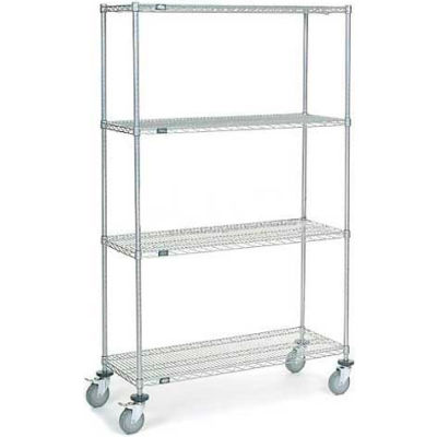 Nexel® Chrome Wire Shelf Truck 48x18x80 1200 Pound Capacity with Brakes