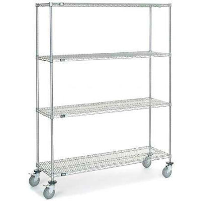 Nexel® Chrome Wire Shelf Truck 60x18x80 1200 Pound Capacity with Brakes