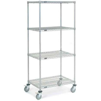 Nexel® Chrome Wire Shelf Truck 36x24x80 1200 Pound Capacity with Brakes