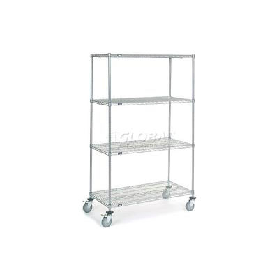 Nexel® Chrome Wire Shelf Truck 48x24x80 1200 Pound Capacity with Brakes