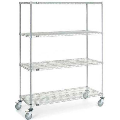 Nexel® Chrome Wire Shelf Truck 60x24x80 1200 Pound Capacity with Brakes