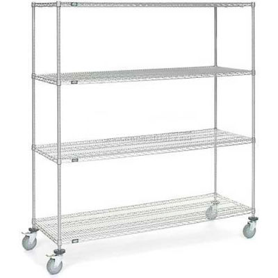 Nexel® Chrome Wire Shelf Truck 72x24x80 1200 Pound Capacity with Brakes