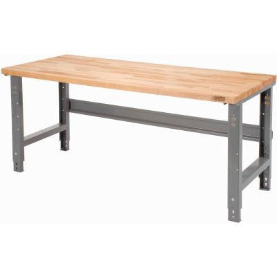 Global Industrial 60 x 30 Adjustable Height Workbench C-Channel Leg - Maple Square Edge - Gray