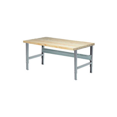 Global Industrial 60 x 36 Adjustable Height Workbench C-Channel Leg - Maple Square Edge - Gray