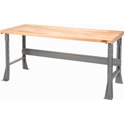 Global Industrial Flared Leg Workbench w/ Maple Square Edge Top, 60"W x 30"D, Gray