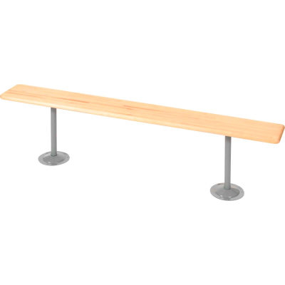 Locker Bench Hardwood Top w/Steel Tube Pedestals, Bolt Down Style, 72"W x 9-1/2"D x 17"H