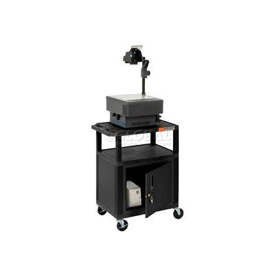 Plastic Utility Cart 3 Shelves Black With Security Cabinet