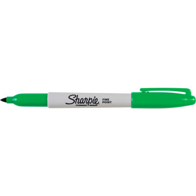 Sharpie® Permanent Marker, Fine Point, Green Ink, 12/Pack - Pkg Qty 12