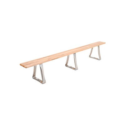 Global Industrial Locker Bench Hardwood Top w/SS Trapezoid Pedestal, Bolt Down 108x9-1/2x17