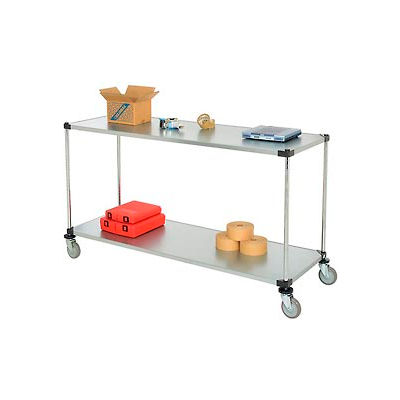 Nexel® Adjustable Solid Galvanized Shelf Cart 72x24 2 Shelves 800 Lb. Cap