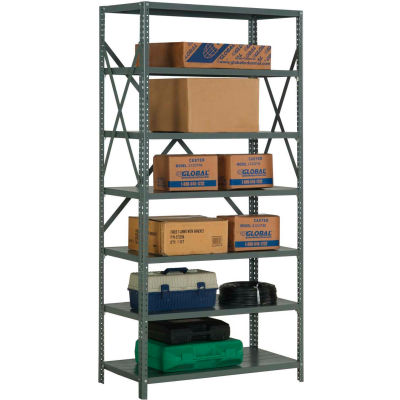 Steel Shelving 20 Ga 48"Wx12"Dx73"H Open Clip Style 7 Shelf