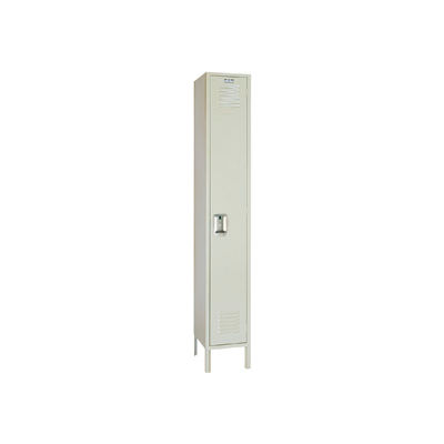 Lyon Single Tier 1 Door Steel Locker With Recessed Handle, 12"Wx18"Dx72"H, Putty, Assembled