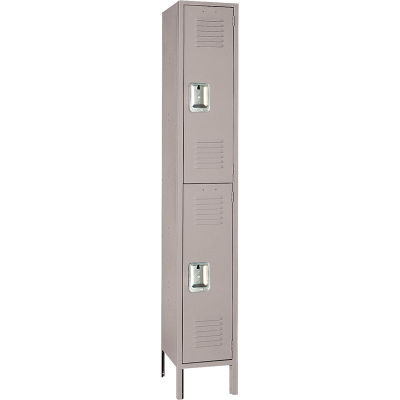 Lyon Locker DD5222SU Double Tier 12x18x36 1-Wide Recessed Handle Assembled Gray