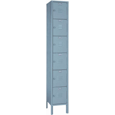 Lyon Six Tier 6 Door Steel Locker With Hasp Handle, 12"Wx18"Dx12"H, Gray, Assembled