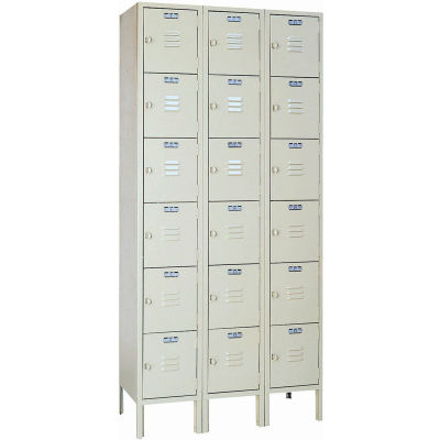 Lyon Locker PP53623SU Six Tier 12x18x12 3-Wide Hasp Handle Assembled Putty
