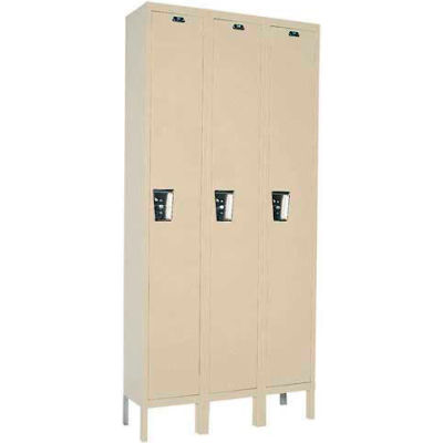 Hallowell UY3888-1 Maintenance-Free Quiet Locker Single 18x18x72 - 3 Door Ready To Assemble - Tan