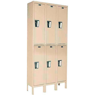 Hallowell UY3228-2 Maintenance-Free Quiet Locker Double 12x12x36 - 6 Door Ready To Assemble - Tan