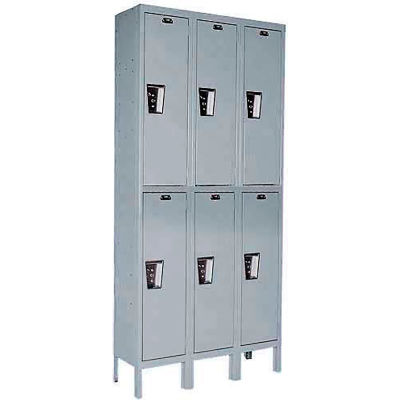 Hallowell UY3888-2 Maintenance-Free Quiet Locker Double Tier 18x18x36 6 Door Ready To Assemble Gray