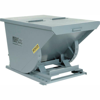 Wright 40099 4 Cu Yd Gray HD Self Dumping Forklift Hopper with Heavy Gauge Base