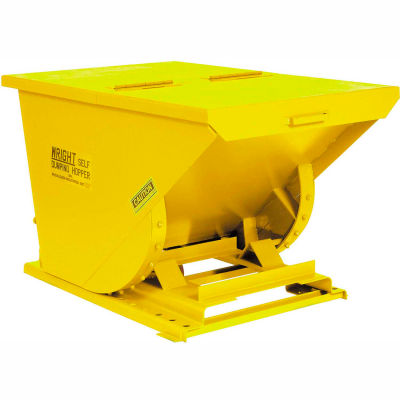 Wright 40099 4 Cu Yd Yellow HD Self Dumping Forklift Hopper with Heavy Gauge Base