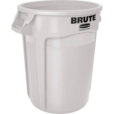 Rubbermaid Brute® 1779740 Trash Container w/Venting Channels, 44 Gallon - White