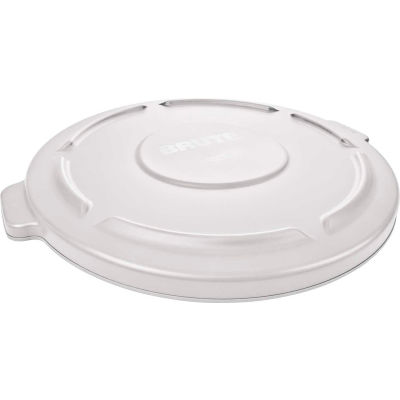 Brute® Flat Lid For 44 Gallon Round Trash Container, White - FG264560WHT