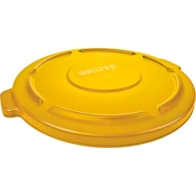 Brute® Flat Lid For 44 Gallon Round Trash Container, Yellow - FG264560YEL