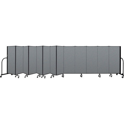 Screenflex Portable Room Divider 13 Panel, 5'H x 24'1"L, Fabric Color: Gray