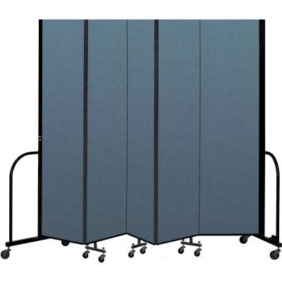 Screenflex Portable Room Divider 5 Panel, 7'4"H x 9'5"L, Fabric Color: Blue