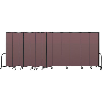 Screenflex Portable Room Divider 13 Panel, 7'4"H x 24'1"L, Fabric Color: Mauve