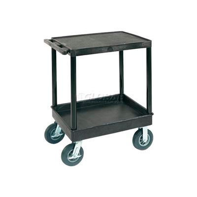 Luxor® TC21FR-8 Flat Top Shelf 2 Shelf Plastic Cart 8" Semi-Pneu Casters