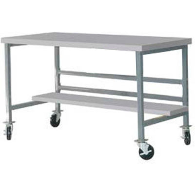 Mobile 72" X 30" Plastic Top Workbench - Gray