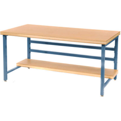 Stationary 60" X 30" Shop Top Square Edge Workbench - Blue