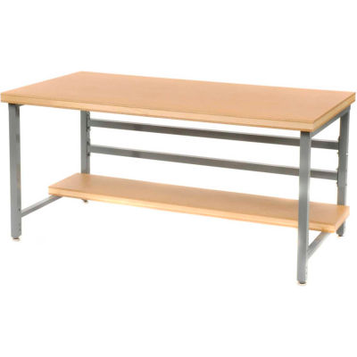 Stationary 72" X 36" Shop Top Square Edge Workbench - Gray