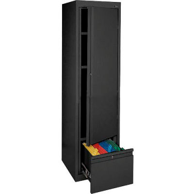 Sandusky System Series Storage Cabinet with File Drawer HADF171864 Single Door - 17x18x64, Black