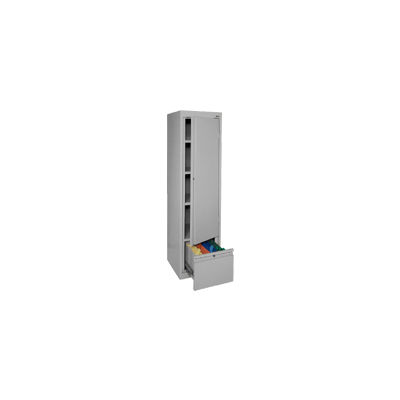 Sandusky System Series All-Welded Storage Cabinet With File Drawer, 17"Wx18"Dx64"H, Gray