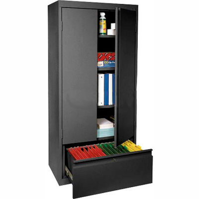 Sandusky System Series Storage Cabinet with File Drawer HADF301864 - 30x18x64, Black