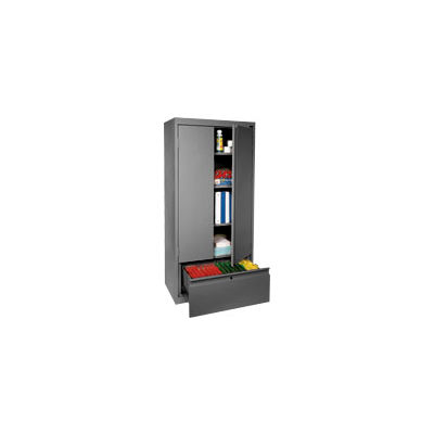 Sandusky System Series Storage Cabinet with File Drawer HADF301864 - 30x18x64, Charcoal
