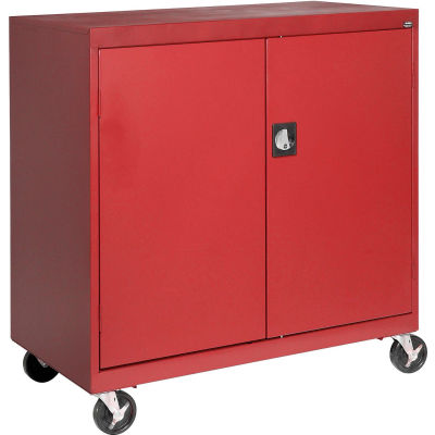Sandusky Mobile Work Height Storage Cabinet TA11361830 Double Door - 36x18x30, Red