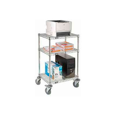 Nexel 3-Shelf Mobile Wire Printer Stand, 24"W x 18"D x 39"H, Chrome
