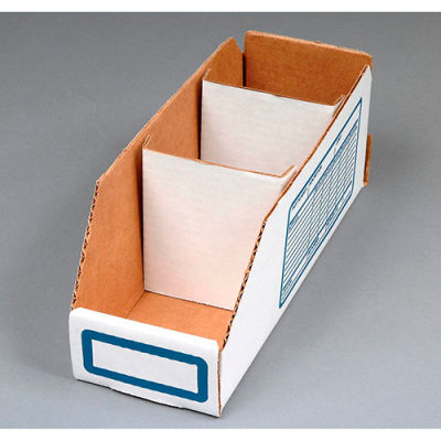 Corrugated Cardboard Divider for Shelf Bin 2"W, White - Pkg Qty 250