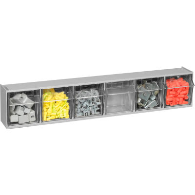 Quantum Tip Out Storage Bin QTB306 - 6 Compartments Gray